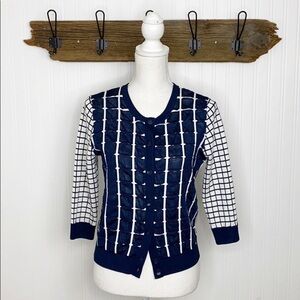 Rodina New York Sweater Cardigan Plaid EUC